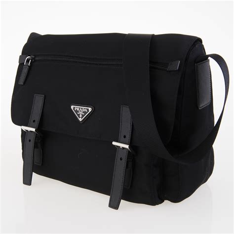 prada vintage black messenger bag essentials|prada nylon messenger bags.